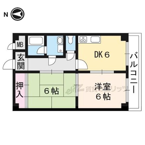 エム’ズ京都洛西 302｜京都府京都市西京区大枝中山町(賃貸マンション2DK・3階・43.20㎡)の写真 その2