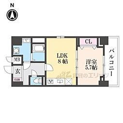 JR山陰本線 亀岡駅 徒歩5分の賃貸マンション 8階1LDKの間取り