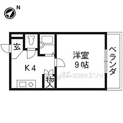 森下マンションＩ 2階1Kの間取り