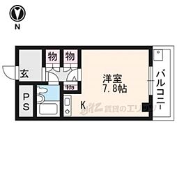 JR山陰本線 嵯峨嵐山駅 徒歩8分の賃貸マンション 3階1Kの間取り