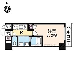 阪急京都本線 西京極駅 徒歩22分の賃貸マンション 3階1Kの間取り