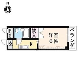 プラム四条 2階1Kの間取り
