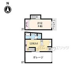 カーサ.フォレスト西賀茂 1LDKの間取図画像