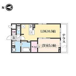 JR山陰本線 馬堀駅 徒歩18分の賃貸アパート 1階1LDKの間取り