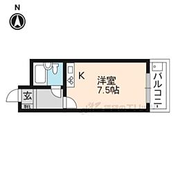 シングルクォーターズ西賀茂 ワンルームの間取図画像
