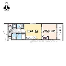 JR山陰本線 円町駅 徒歩13分の賃貸マンション 3階1DKの間取り