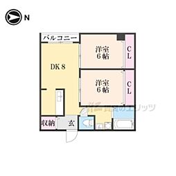 ＨＡＬ京大桂 2階2LDKの間取り