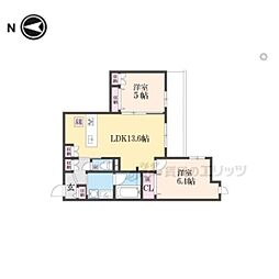 仮称　嵯峨広沢南下馬野町ヘーベルメゾン 3階2LDKの間取り
