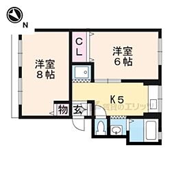 シティハイム桂 2Kの間取図画像