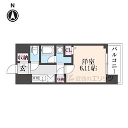 LW京都桜邸 1Kの間取図画像