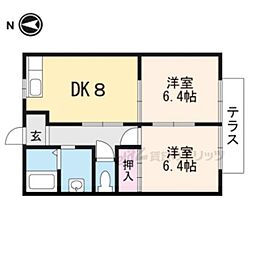 エストかわらまち 2DKの間取図画像