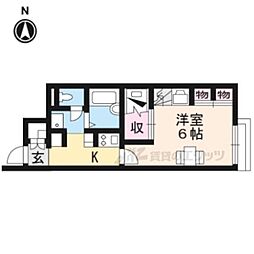 レオパレス篠山 1Kの間取図画像
