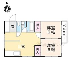 マンションみやび 2LDKの間取図画像