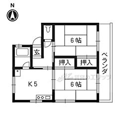 ハイツ嵯峨野 2Kの間取図画像