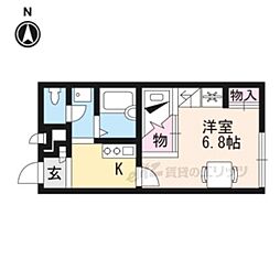 レオパレス嵯峨野 1Kの間取図画像