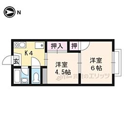 竹殿ハイツ 2Kの間取図画像