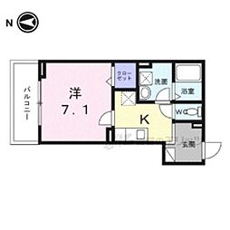 ヒカルサ京都大宮中林I 1Kの間取図画像