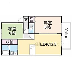 アルデア岸ノ上オエステ 2LDKの間取図画像