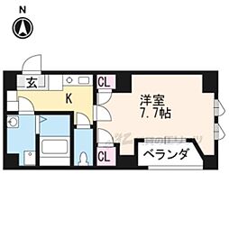 BAUHAUSKITAYAMA 1Kの間取図画像