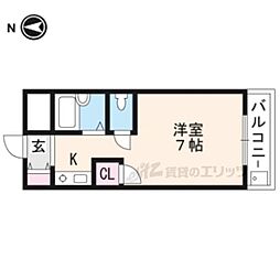 ウェスト・ヴァレー京都 ワンルームの間取図画像