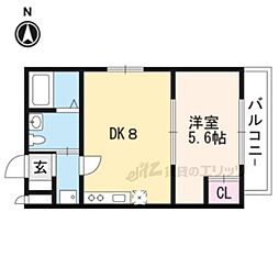レジデンス西小路小米町 1DKの間取図画像