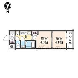 京都市上京区革堂前之町マンション 2Kの間取図画像