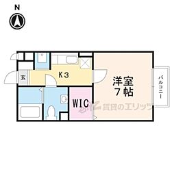 グランシャリオ2B棟 1Kの間取図画像