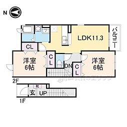 ナチュレAGAKE2 2LDKの間取図画像