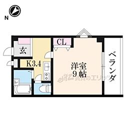 クレール・ウダ 1Kの間取図画像