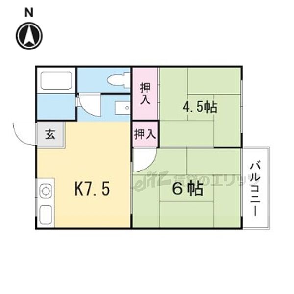 新泉ハイツＣ棟 212｜滋賀県大津市本堅田4丁目(賃貸アパート2DK・2階・34.02㎡)の写真 その2