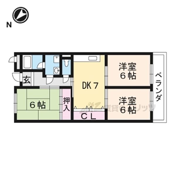 リンピア幸 202｜滋賀県甲賀市水口町貴生川1丁目(賃貸マンション3DK・2階・57.78㎡)の写真 その2