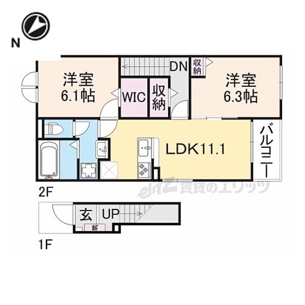 ドロワット 205｜滋賀県湖南市柑子袋東3丁目(賃貸アパート2LDK・1階・58.57㎡)の写真 その2