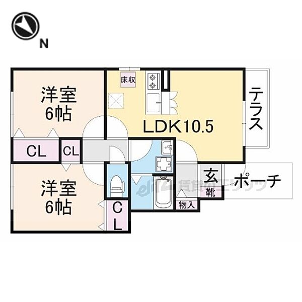 ローズコート杉立　Ｂ棟 103｜滋賀県彦根市高宮町(賃貸アパート2LDK・1階・52.39㎡)の写真 その2