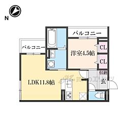 シェノン栗東 3階1LDKの間取り