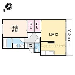 グランベールJIN 1階1LDKの間取り