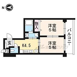 京阪石山坂本線 瓦ヶ浜駅 徒歩3分の賃貸マンション 2階2Kの間取り