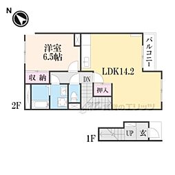 スターテラス22　Ｂ棟 205 2階1LDKの間取り