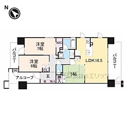 京阪石山坂本線 石場駅 徒歩4分の賃貸マンション 9階3LDKの間取り