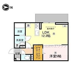 D-ROOM山上 1階1LDKの間取り