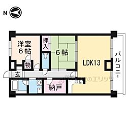 JR湖西線 大津京駅 徒歩13分の賃貸マンション 4階2LDKの間取り
