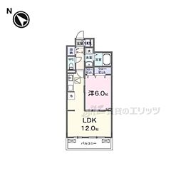 リ：ルーム東近江 1階1LDKの間取り