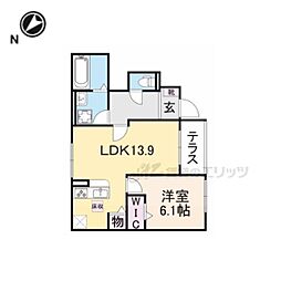 近江鉄道近江本線 彦根口駅 徒歩14分の賃貸アパート 1階1LDKの間取り
