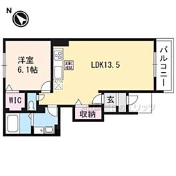 アルモニーI 1階1LDKの間取り