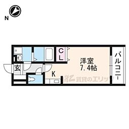 エクセル田中E ワンルームの間取図画像