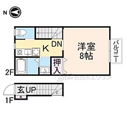 近江鉄道近江本線 水口駅 徒歩34分の賃貸アパート 2階1Kの間取り
