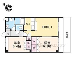 プランドール悠 2階2LDKの間取り