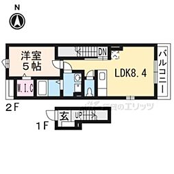 JR草津線 三雲駅 バス15分 中山口下車 徒歩3分の賃貸アパート 2階1DKの間取り