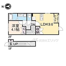 JR東海道・山陽本線 石山駅 徒歩5分の賃貸アパート 2階1LDKの間取り