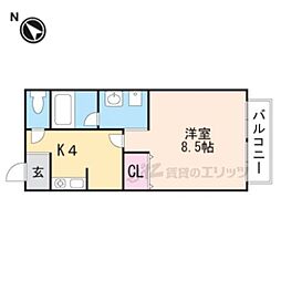 千秀8 1Kの間取図画像
