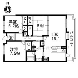 ラフィーネ膳所 3LDKの間取図画像